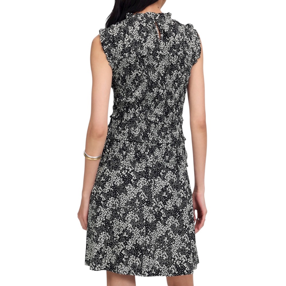Madewell Smocked Crewneck Mini Dress in Floral Size 0 Black NWT - Picture 2 of 16